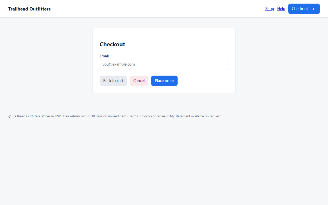 Original checkout screenshot